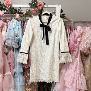 STYLEWE Cream Lace Mini Dress with Black Accents